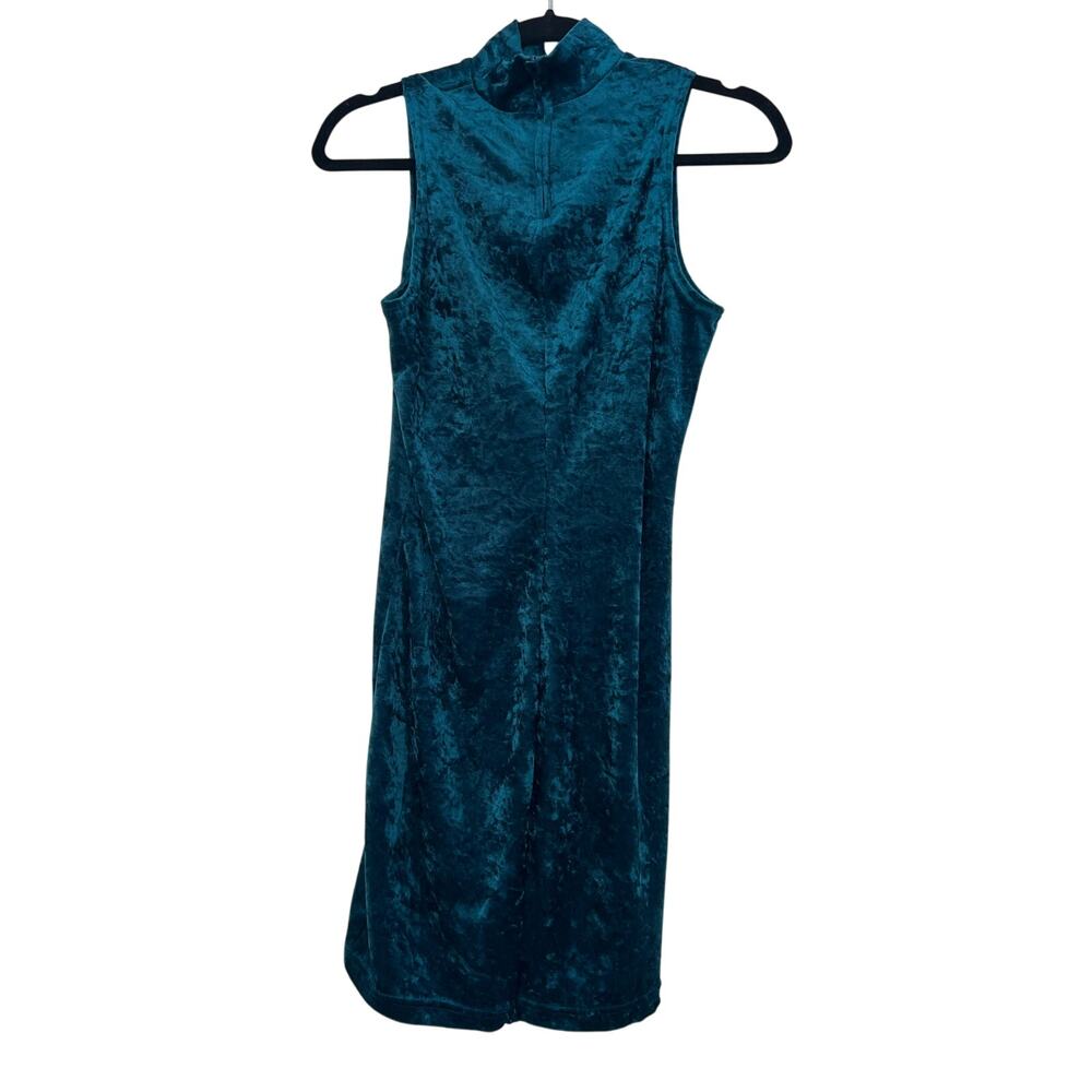 Vtg Y2K Zanoni by Jalate Blue Velvet Mock Neck Mini Dress Womens Medium